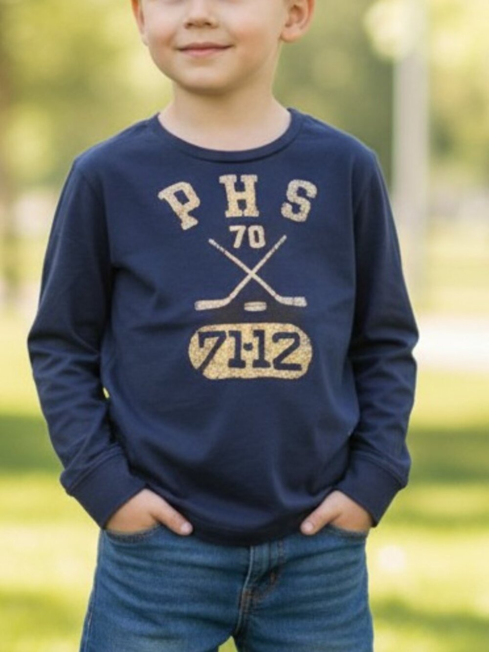 CREWCUTS HOCKEY Navy Long Sleeve Graphic Tee 4 5 4T 5T Boys Girls
